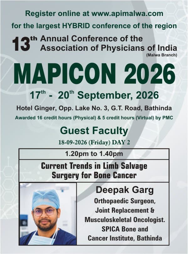MAPICON 2026 - 13th Annual Conference of Association of Physicians of India (Malwa Branch) Dr. Deepak Garg Guest Faculty