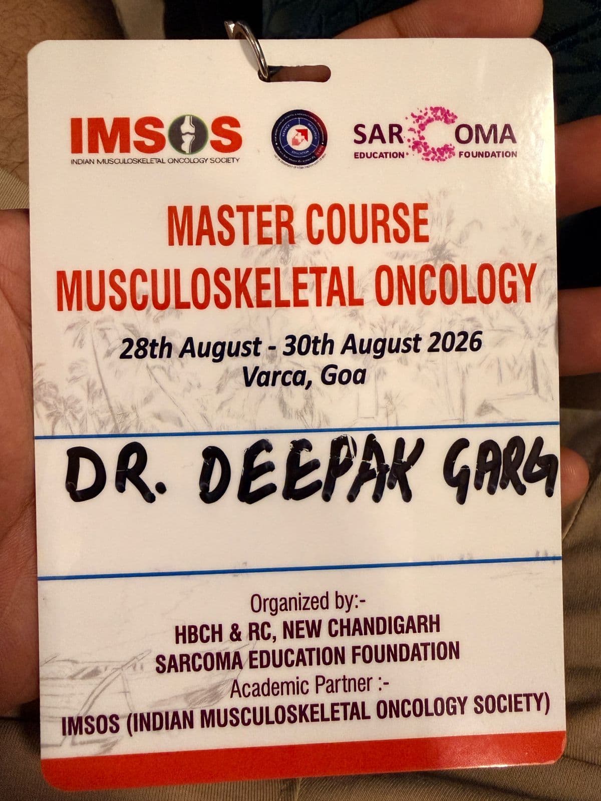 Dr. Deepak Garg - Master Course Musculoskeletal Oncology Goa 2026 Badge